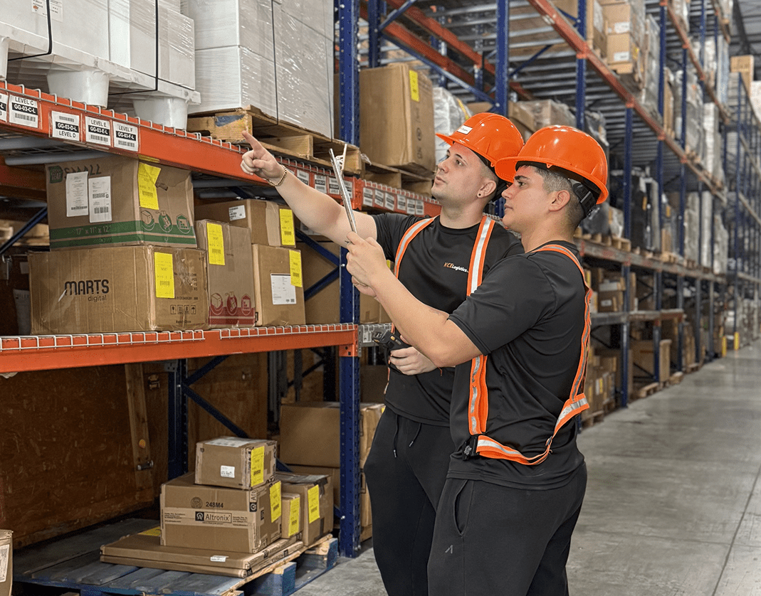 KCE Logistics team managing inventory for seamless warehouse and distribution solutions.